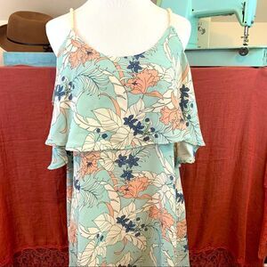 Audrey 3+1 floral flutter cold shoulder dress